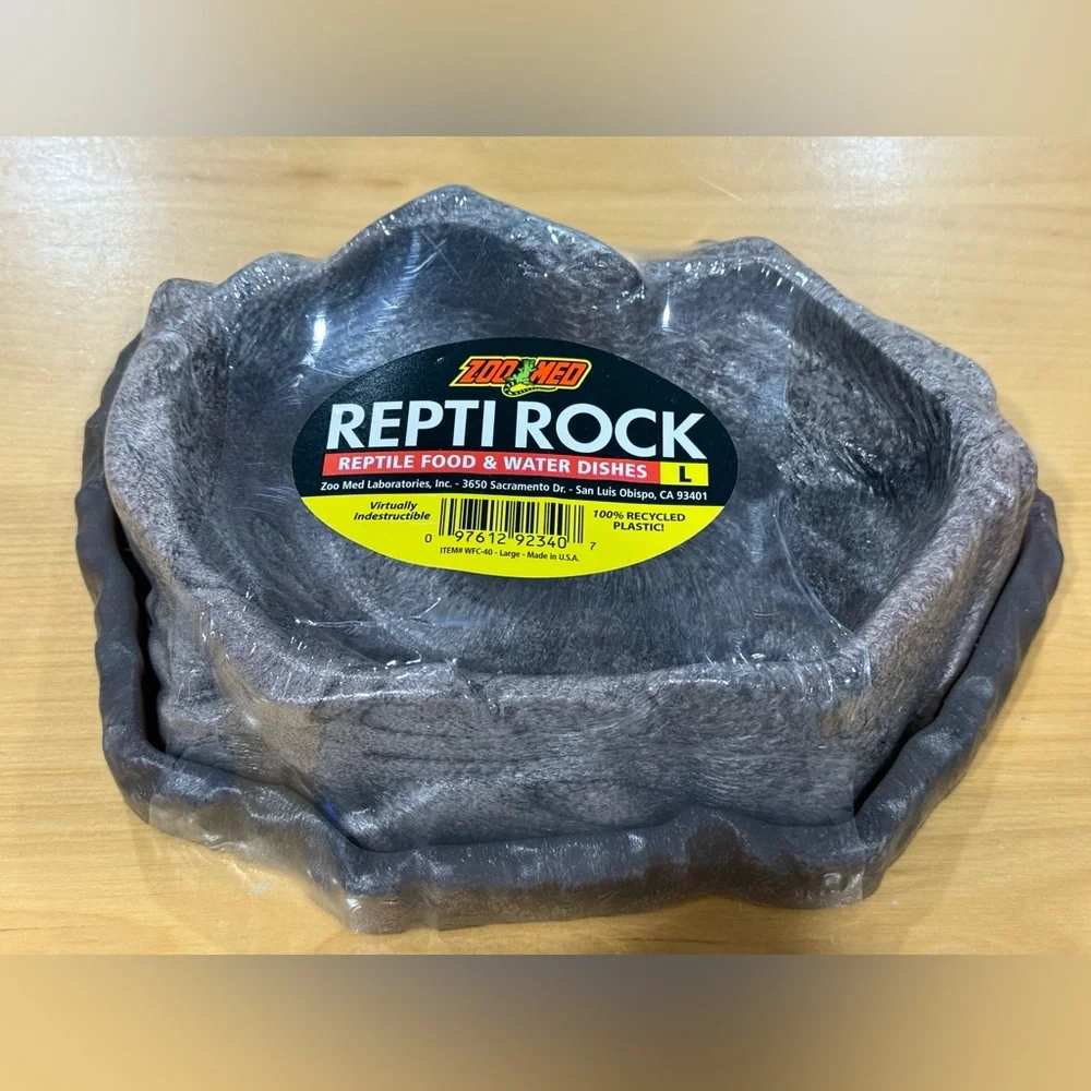 Zoo Med Repti Rock Reptile Food & Water Dishes Large 100% Recycled Plastic New
