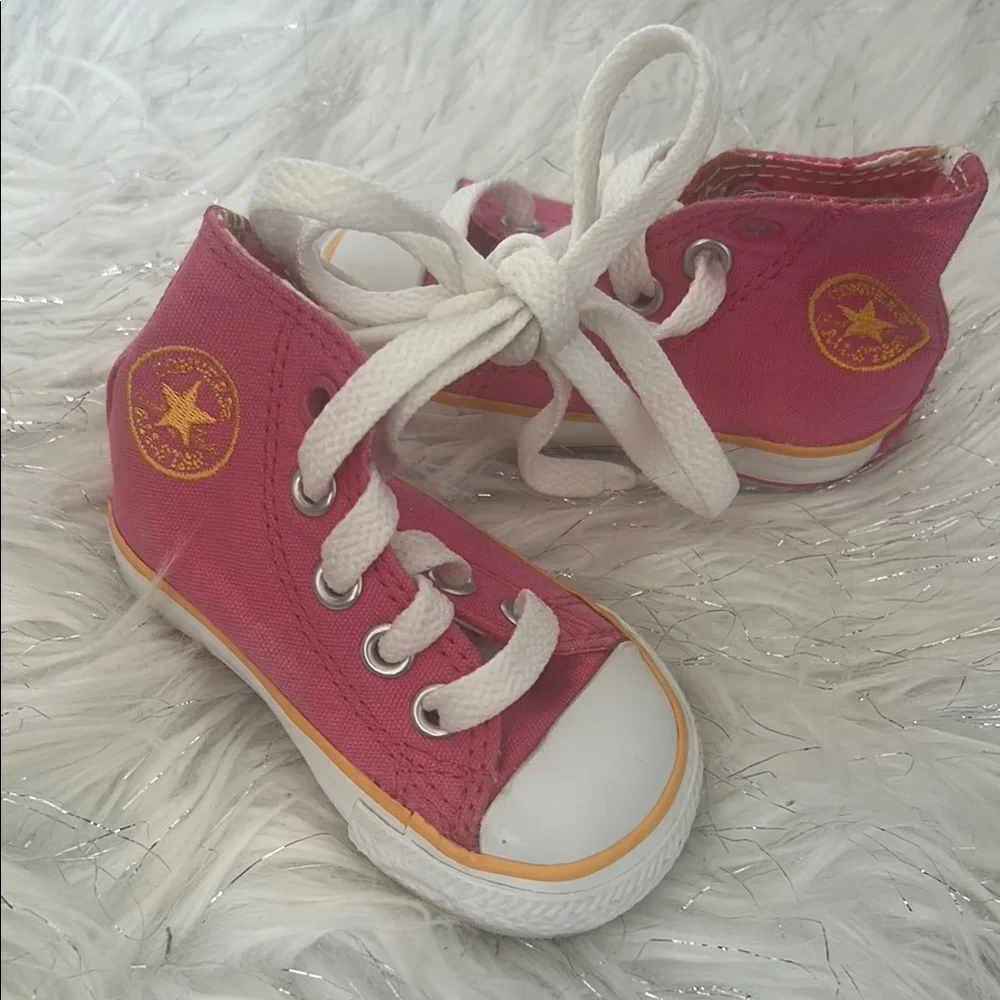 Converse Pink and White High-Top Sneakers