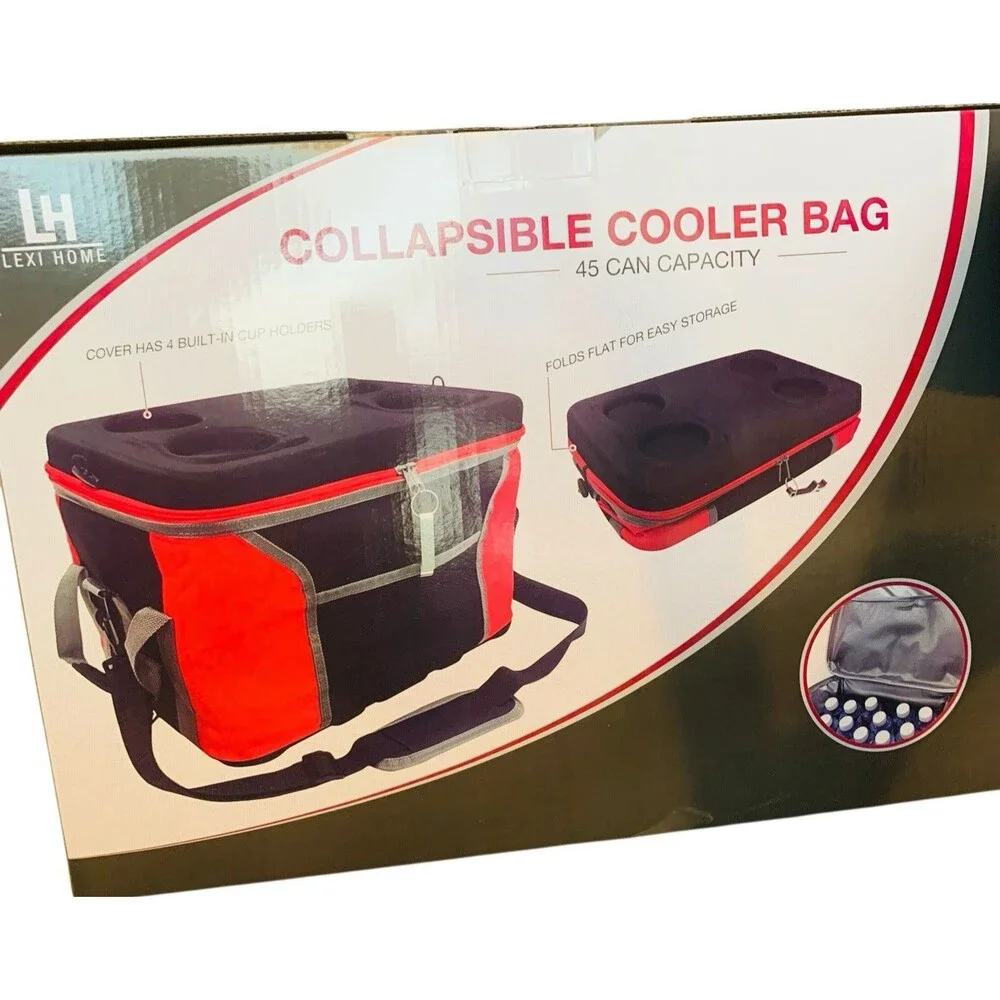 LH Lexi Home Collapsible Cooler Bag 45 Can/Bottle Capacity Includes Opener New
