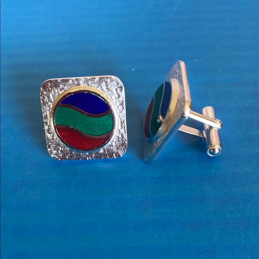 Square Cuff Links with Artistic Design