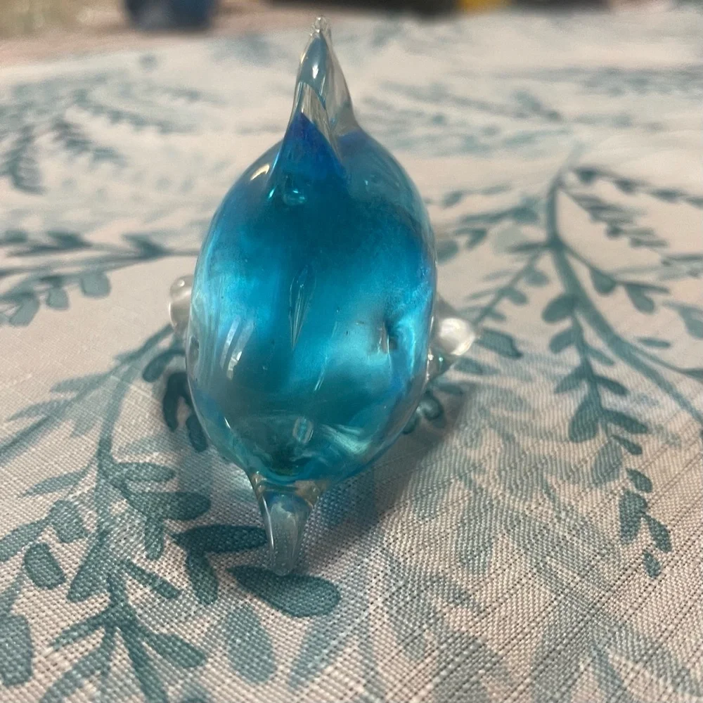 Blue Glass Dolphin Figurine