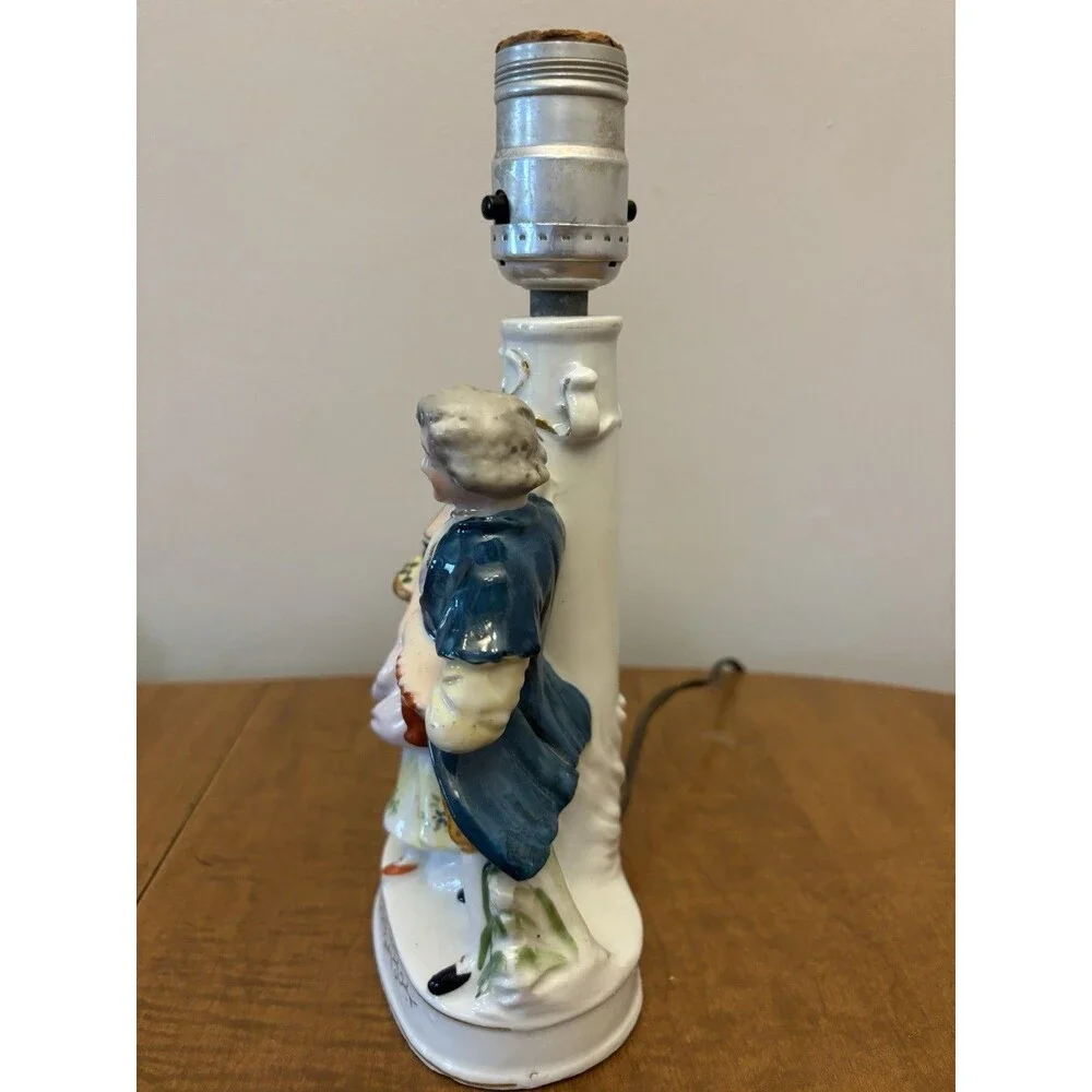 Two (2) Vintage Occupied Japan Colonial Table Lamp Man And Woman HandPainted
