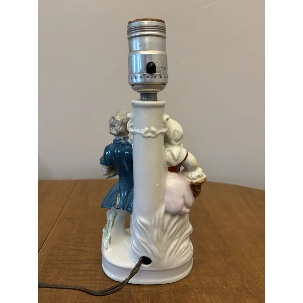 Two (2) Vintage Occupied Japan Colonial Table Lamp Man And Woman HandPainted