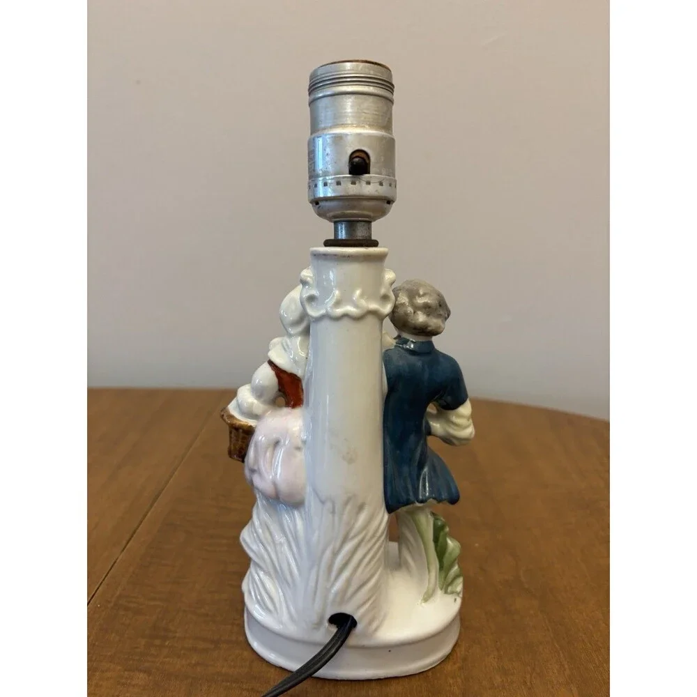 Two (2) Vintage Occupied Japan Colonial Table Lamp Man And Woman HandPainted