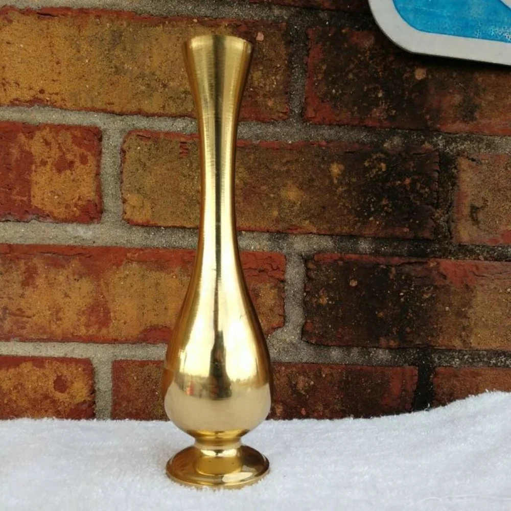 1960's Solid Brass Art Deco Vase 7