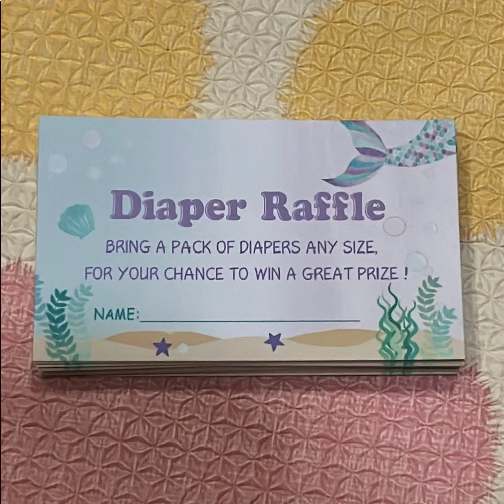 Mermaid Theme Diaper Raffle Cards NEW