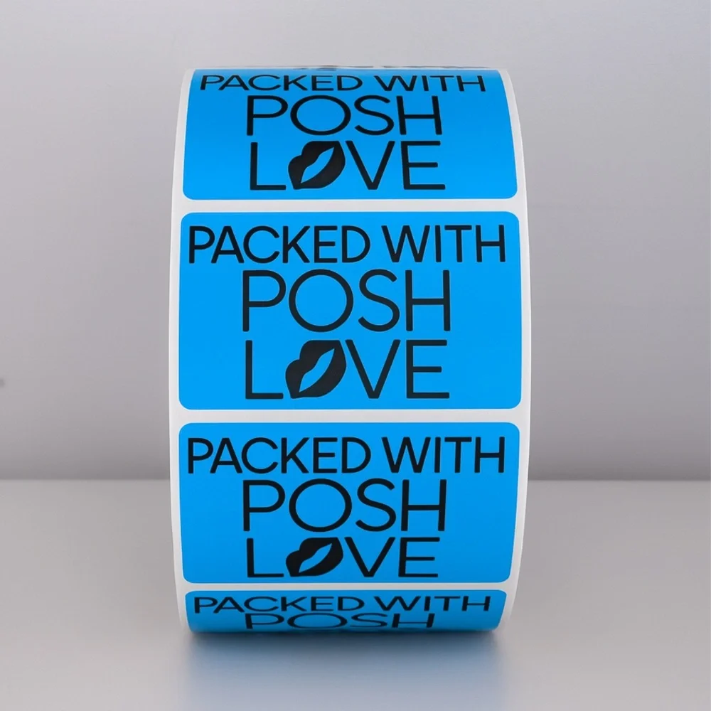 Packed With Posh Love Stickers | Purple Lips Labels for Poshmark Packaging