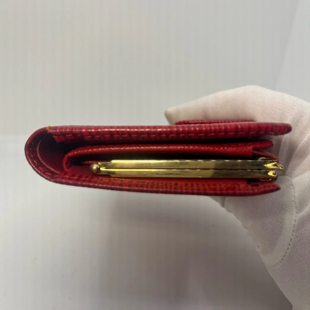 Louis Vuitton EUC Vintage Red EPI Porte Monnaie Viennois Bifold KissLatch Wallet