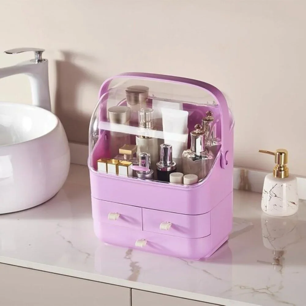New Large Makeup Organizer with Drawers, Vanity Storage Box with Dustproof Lid