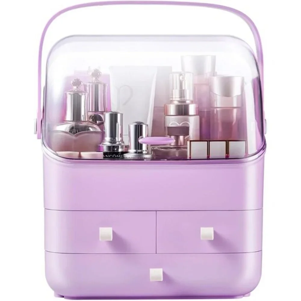 New Large Makeup Organizer with Drawers, Vanity Storage Box with Dustproof Lid