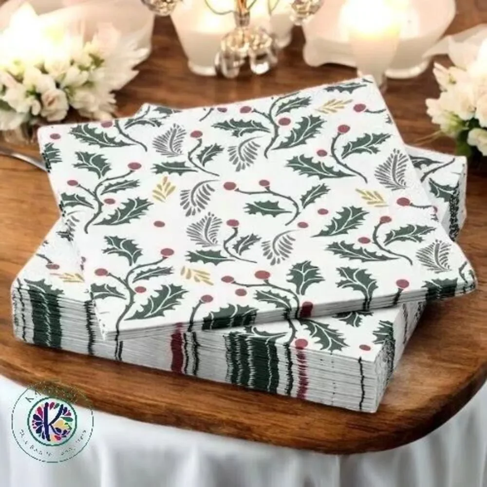 IKEA VINTERFINT Paper Napkins Christmas‎ Leaf Pattern 13x13 