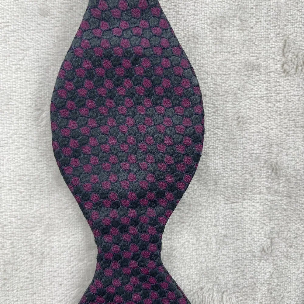 Thomas Pink 100% Silk Bow Tie Adjustable Size Purple Black Geometric Formal