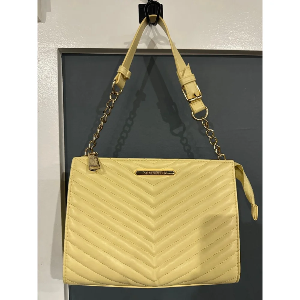 Women's Steve Madden Quilted Shoulder Bag Yellow/Gold One Size
