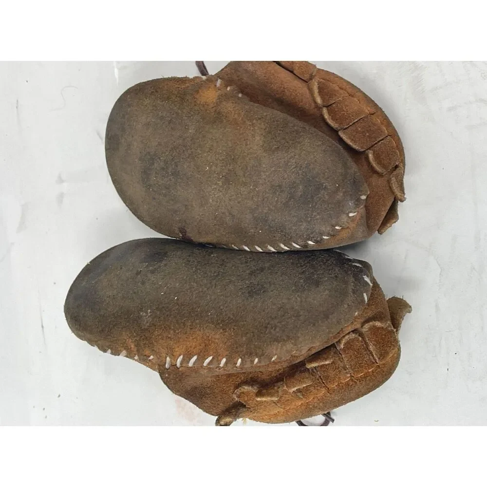 Vintage 80s Baby Kids Moccasins Leather Fringe Casual Shoes Size 2/3