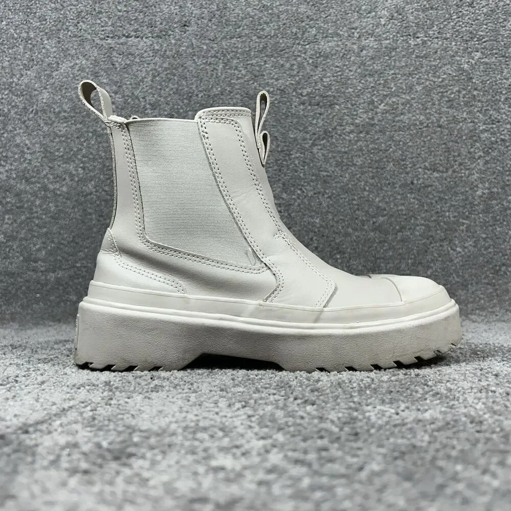 Converse A08395C All Star Kids Size 5 Beige Chelsea Lugged High Top Boots Used