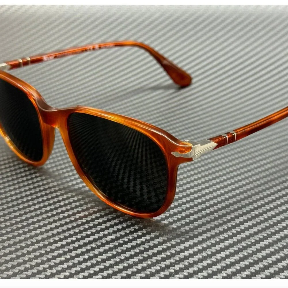 PERSOL Black Polarized 57mm Havana Sunglasses
