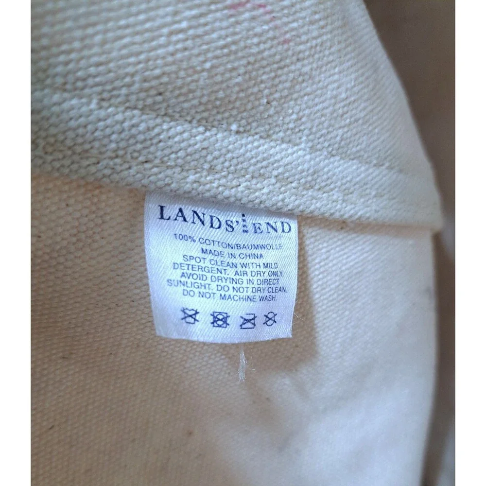 Vintage Lands End Canvas Boat Tote Beach Travel Bag Blue Large Philadelphia