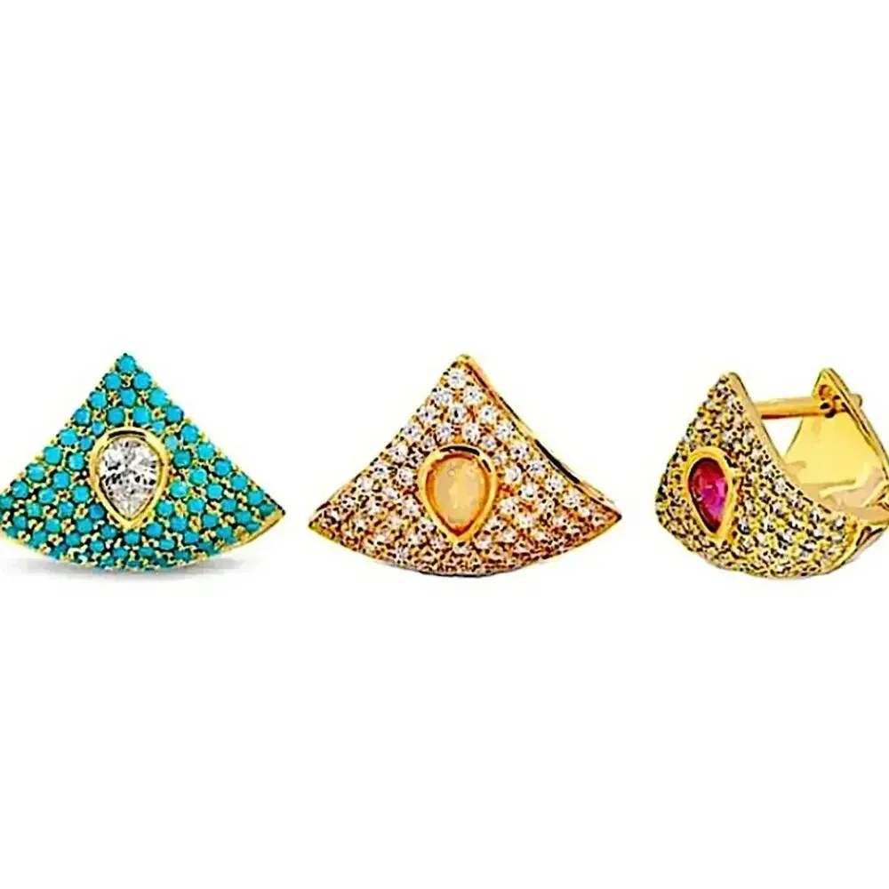 Gold Triangle Wrap Shaker Cubic Zircon Punk Minimalist Earrings