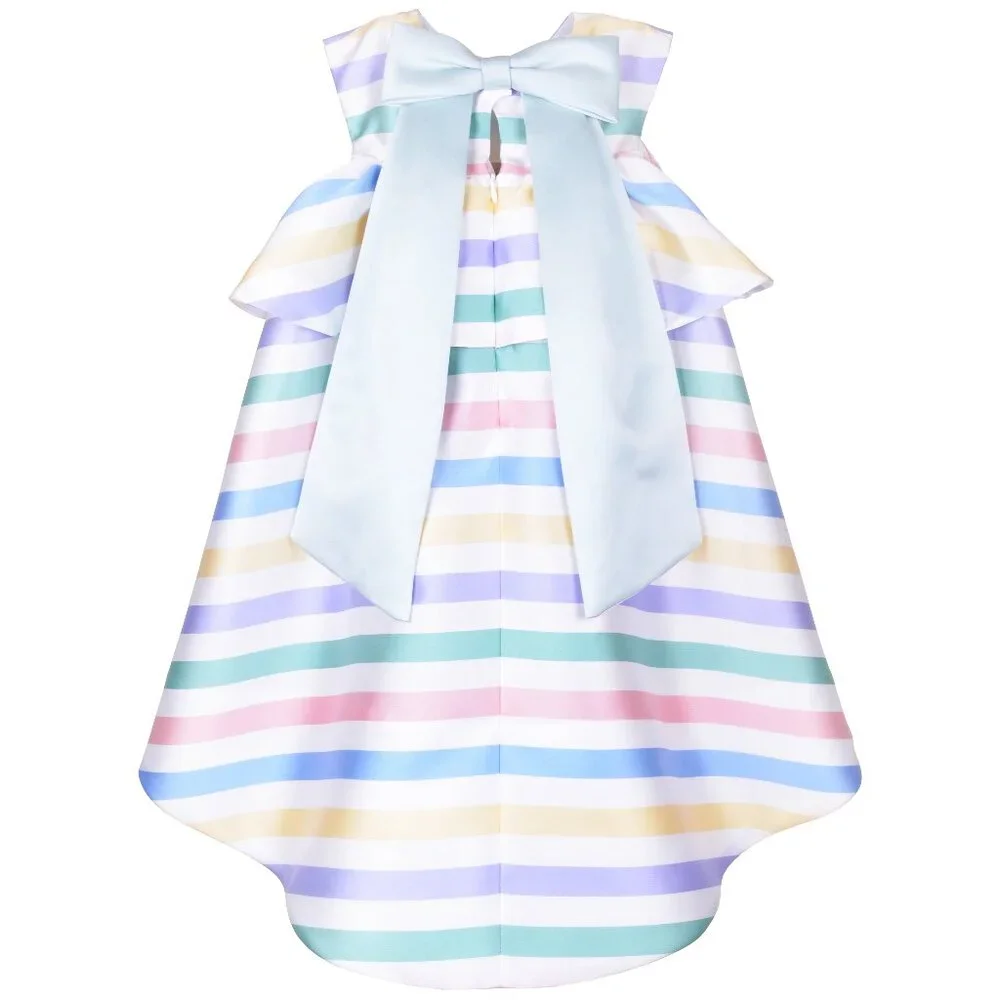 Hucklebones Striped Bow Trapeze Dress - Size 4Y