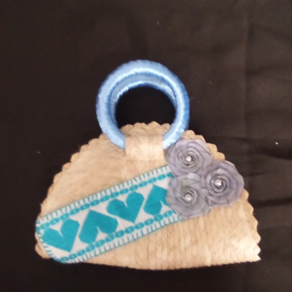 Blue and Tan Handcrafted Women's Accessory ( Box DD )