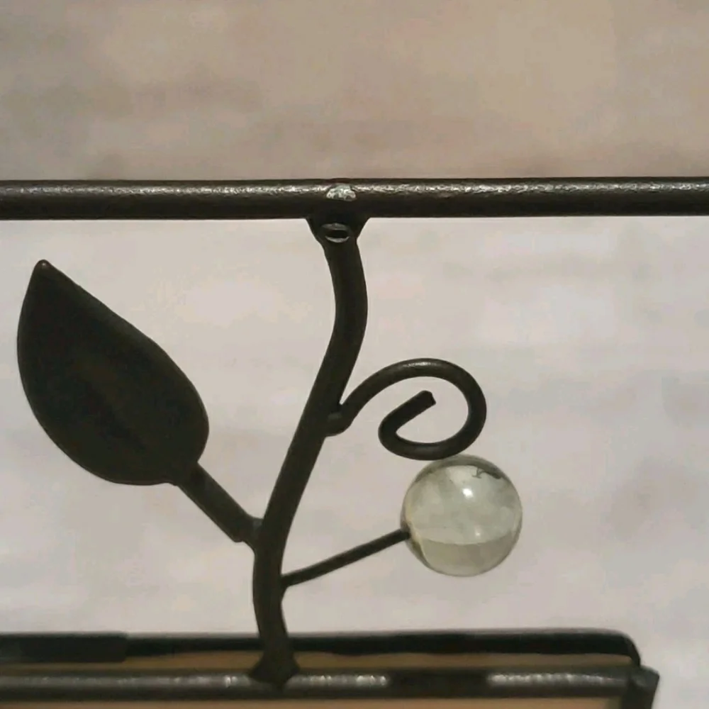 Pier 1 Imports Brown Metal Leaf Frame Clear Glass Accents 3