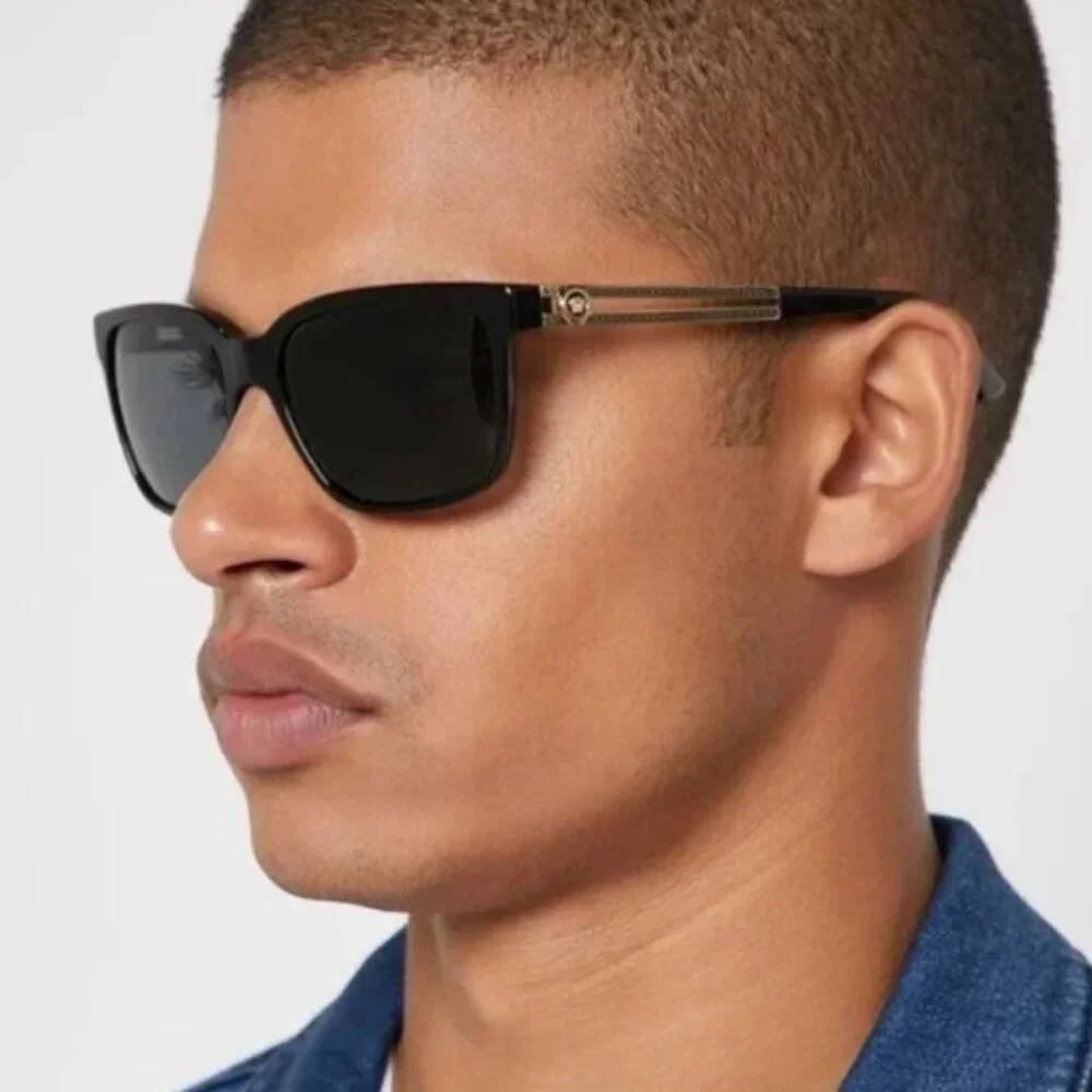 NEW Versace Black Grey Square Unisex Sunglasses