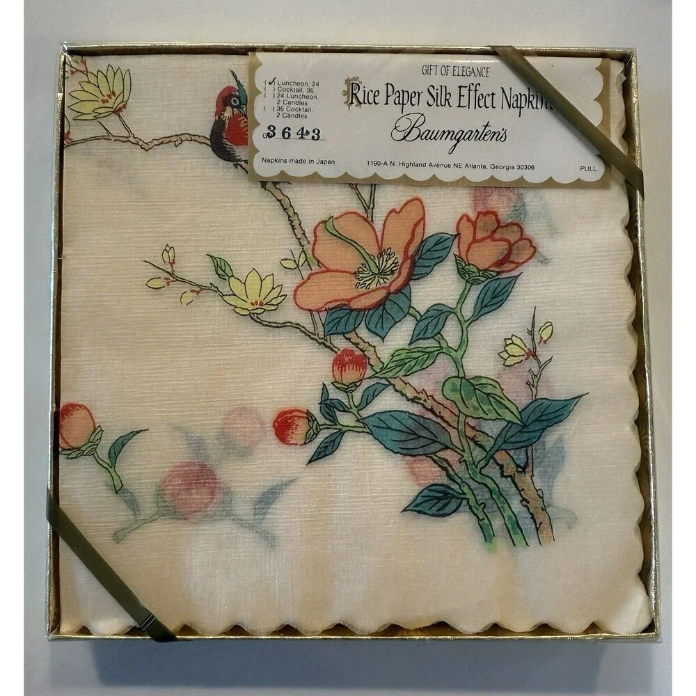 Baumgarten's Box Rice Paper Silk Effect Napkins 24 Luncheon