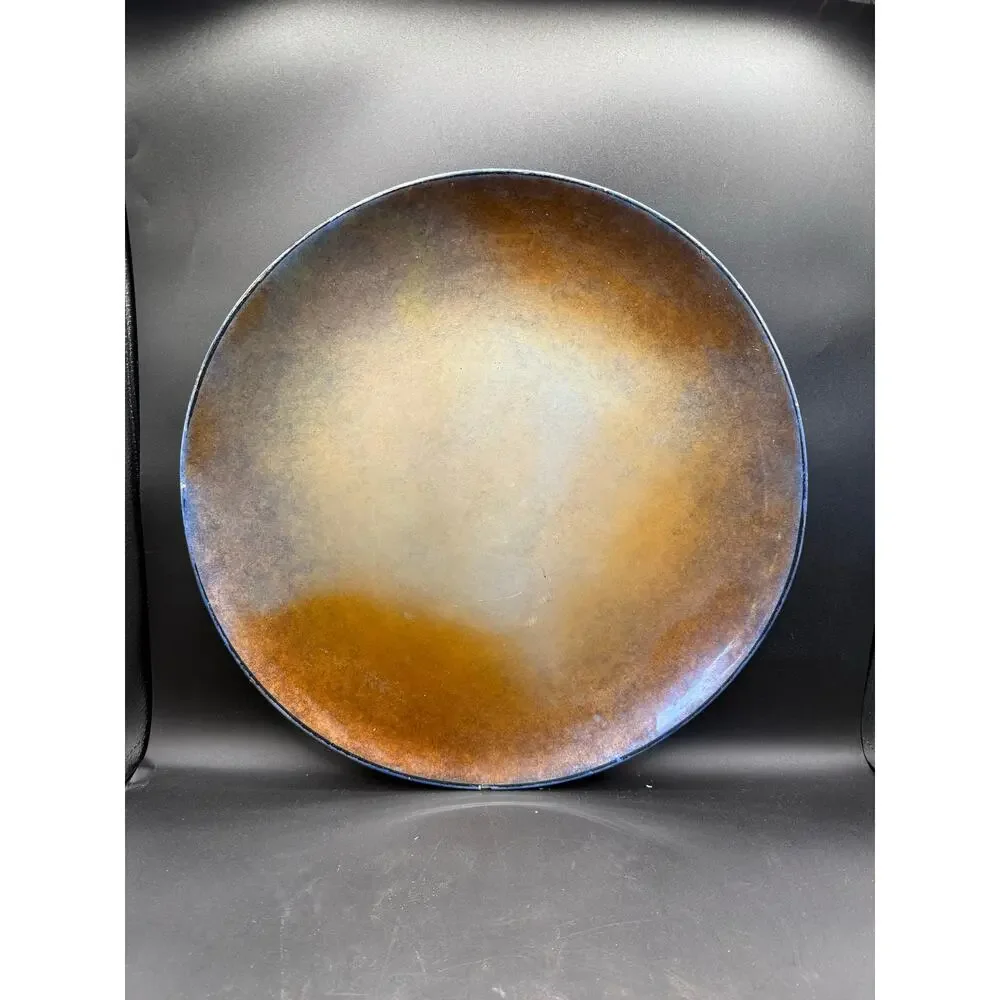 Large Peach Glaze Decorative Dish Wall Hanging – 17” Diameter