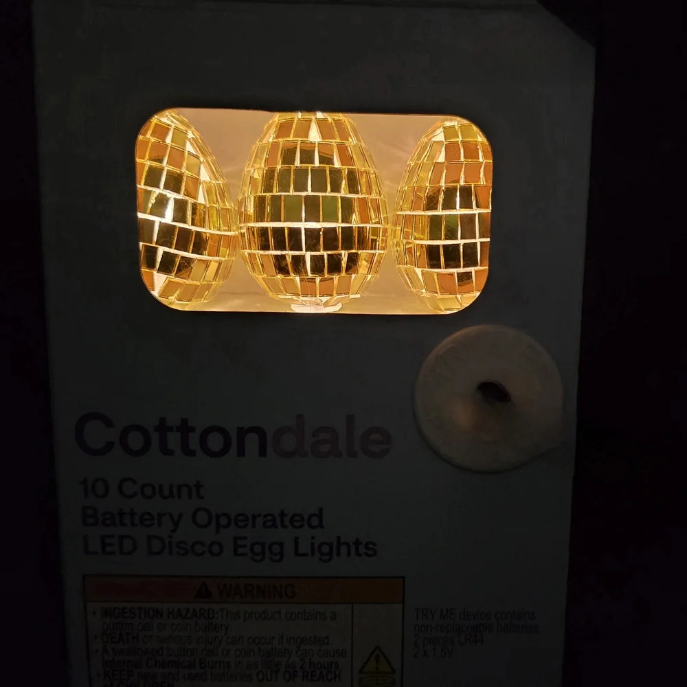 New Cottondale 10-Count Led Disco Egg Lights, Golden, 5.5 Ft Battery Operated