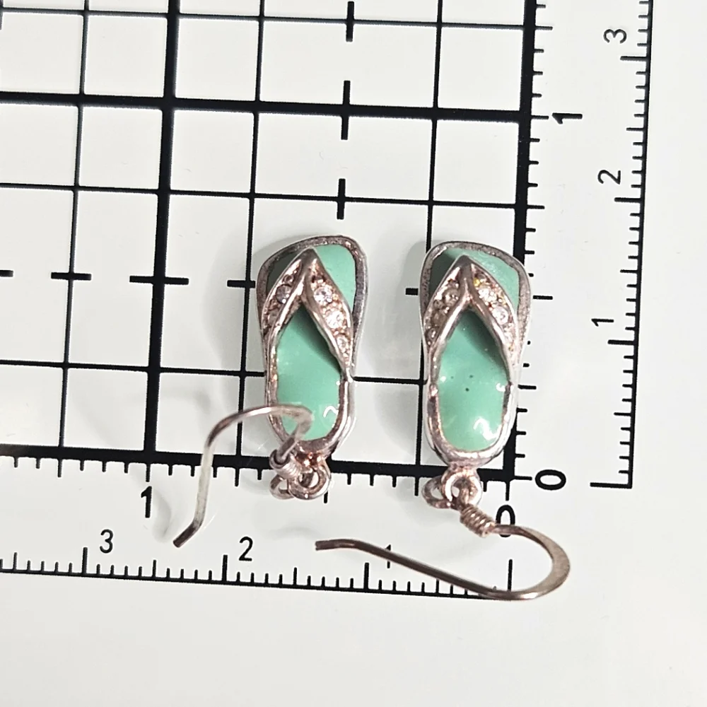 Flip Flop 925 Cz Earrings Sterling Silver Sandal Earrings