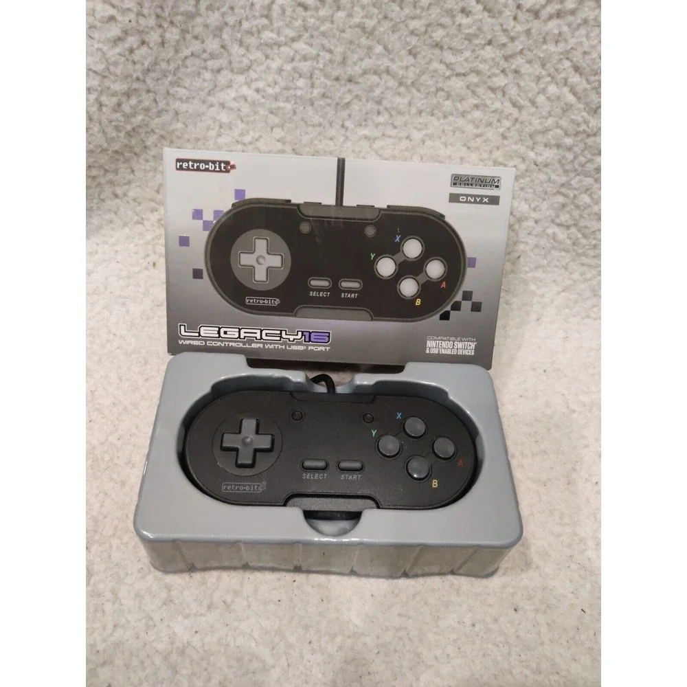 Retro-Bit Legacy 16 Wired USB Controller for Switch, PC, MacOS, RetroPie Black‎