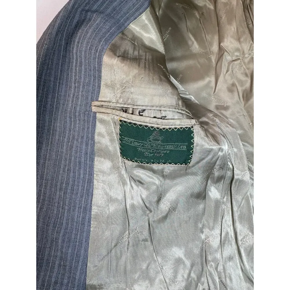 1970s VTG Aquascutum London Gray Pinstripe Two Piece Suit 40R 34x33 Dual Label