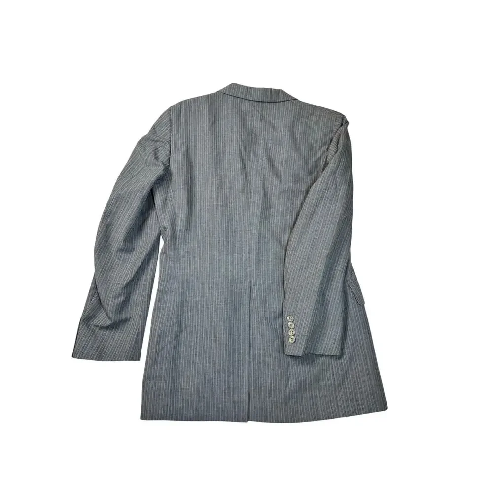 1970s VTG Aquascutum London Gray Pinstripe Two Piece Suit 40R 34x33 Dual Label