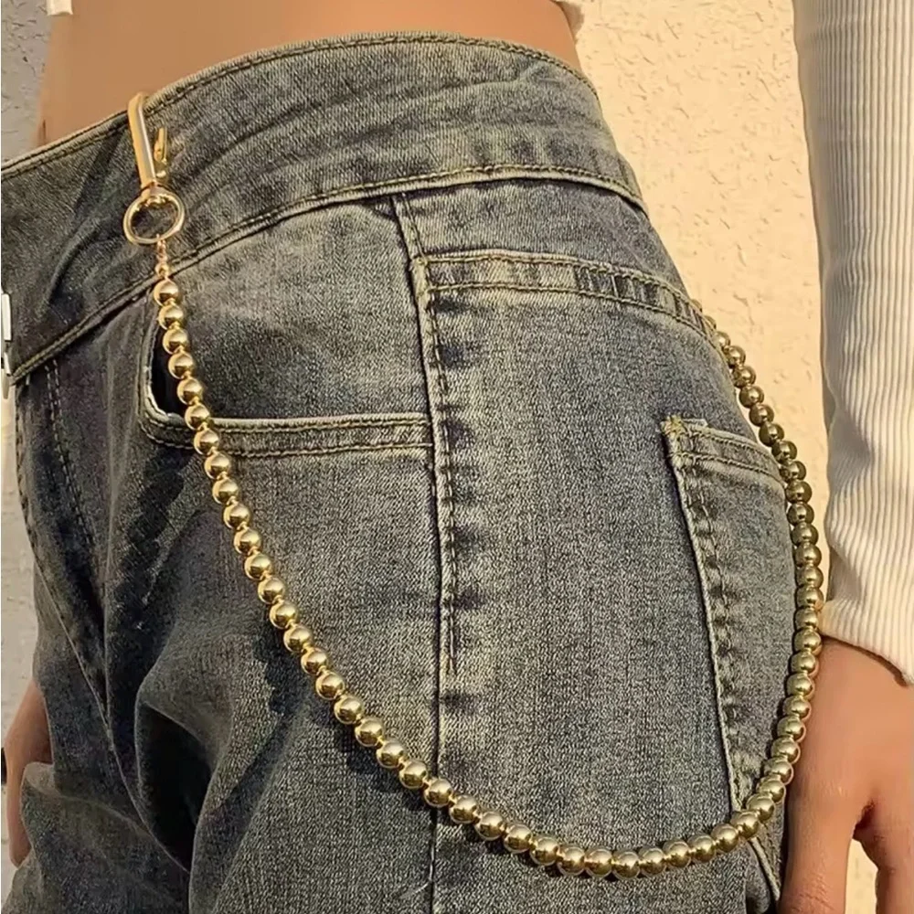 Metal pearl Waist Chain Vintage Jeans Key Wallet Chain
