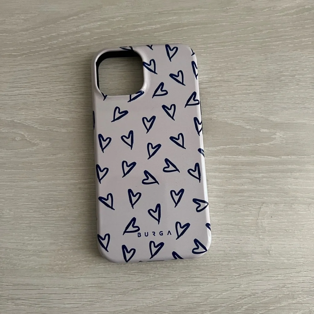 Burga Heart Pattern Phone Case - White and Blue
