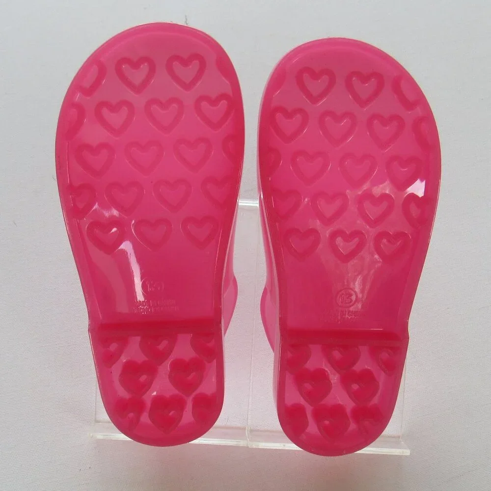 Old Navy Kids Girls Bright Pink Jelly Wide-Strap Summer Fun Sandals Size 13