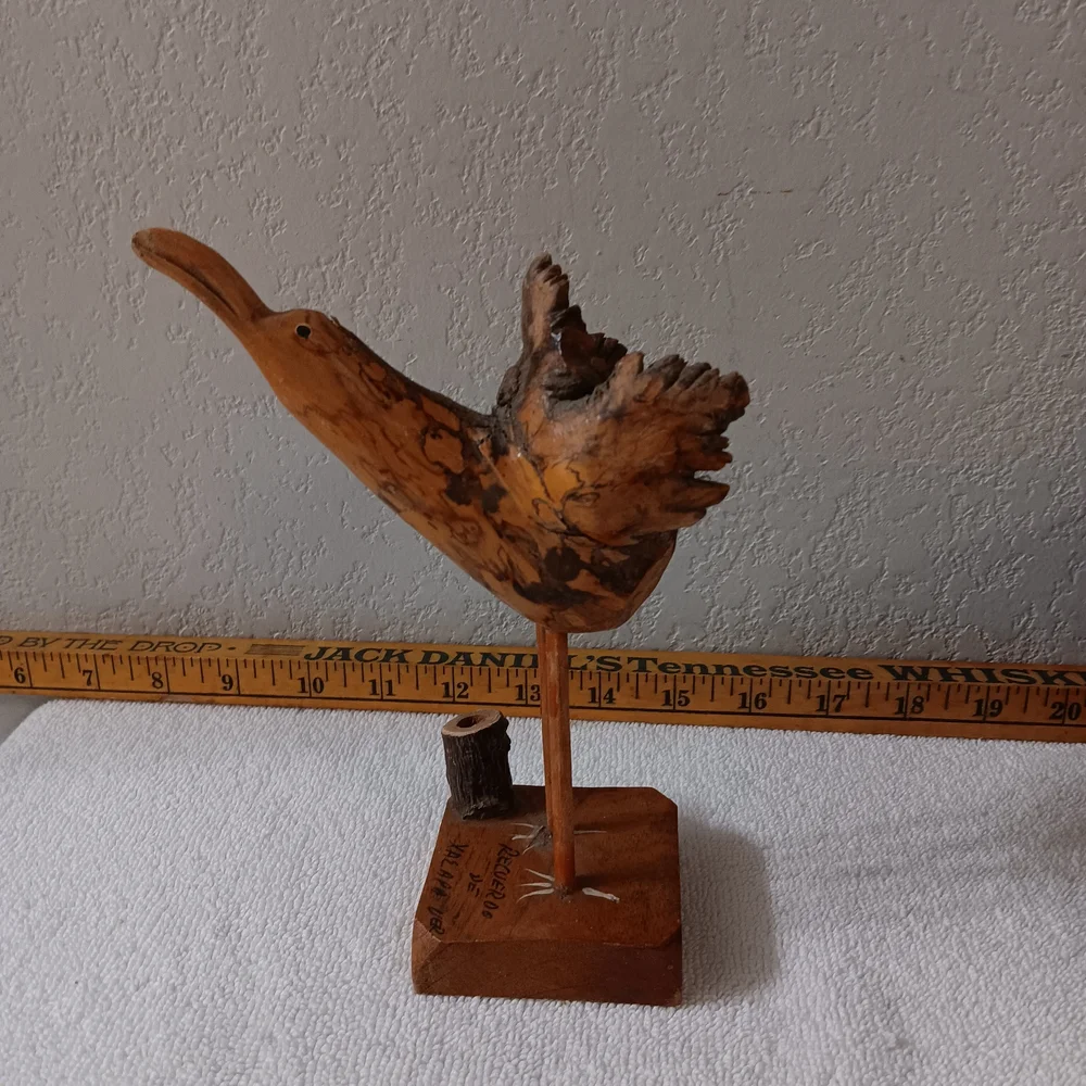 Handcrafted Wooden Bird Sculpture