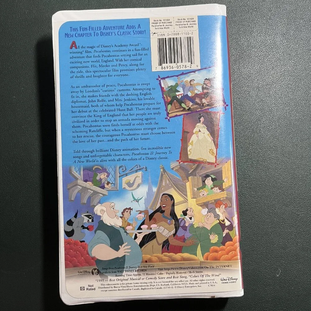 Disney VHS – Pocahontas II: Journey to a New World (1998) 12743-1 First Pressing