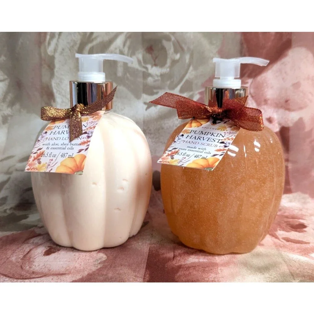 I.S. Apothecary Pumpkin Shaped Hand Scrub Soap and Lotion Pump Dispensers Gift