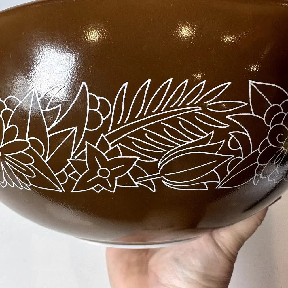 Vintage, Pyrex Brown Woodland Mixing Bowl #444 Ovenware Serveware Food Table