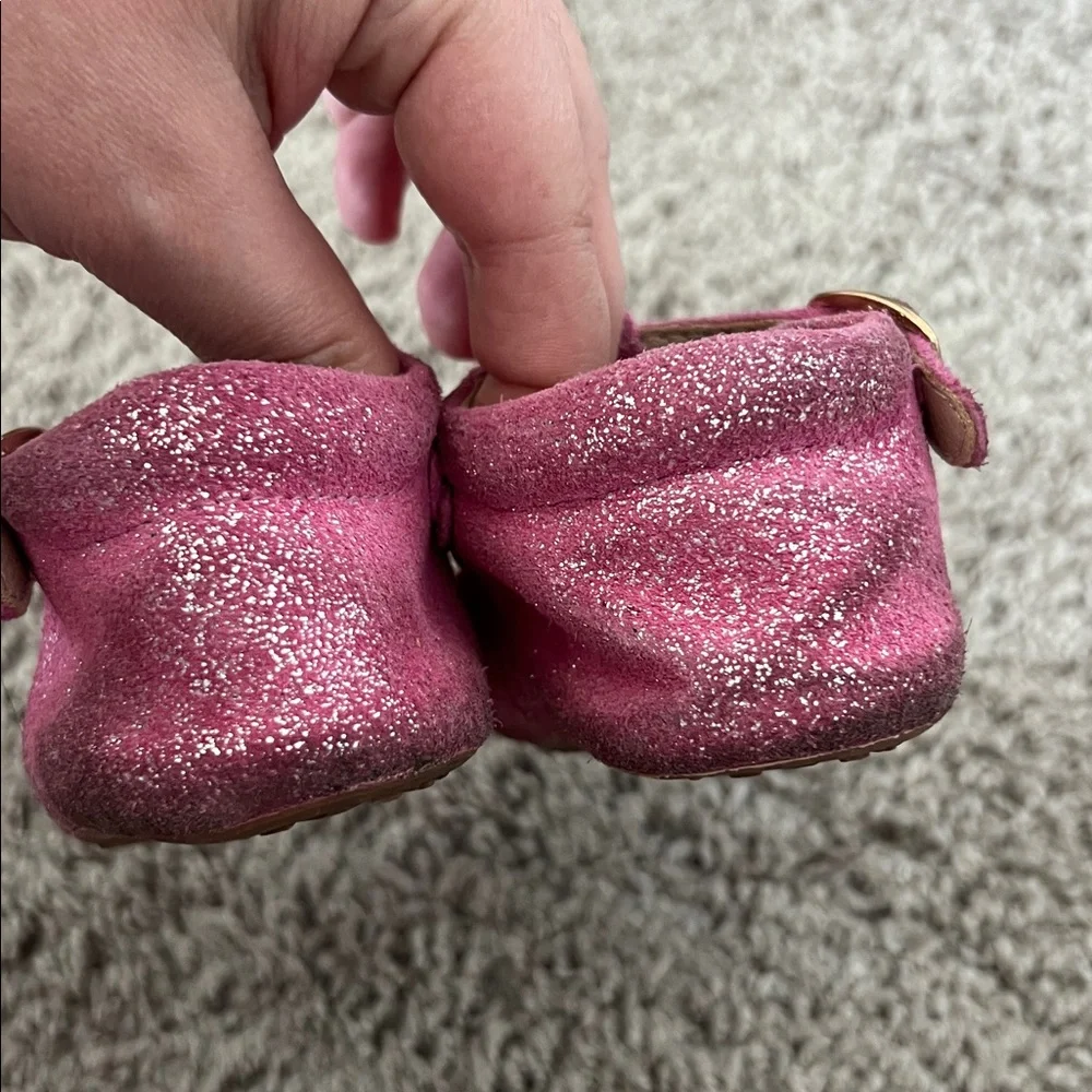 Monkey Feet Pink Glitter Mary Jane Moccasin Baby Walkers Shoes