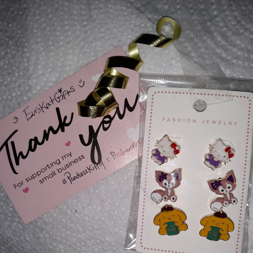 HELLO KITTY n Friends Earrings 3 Sets stud Sanrio Kawaii Cute Japanese Anime NEW