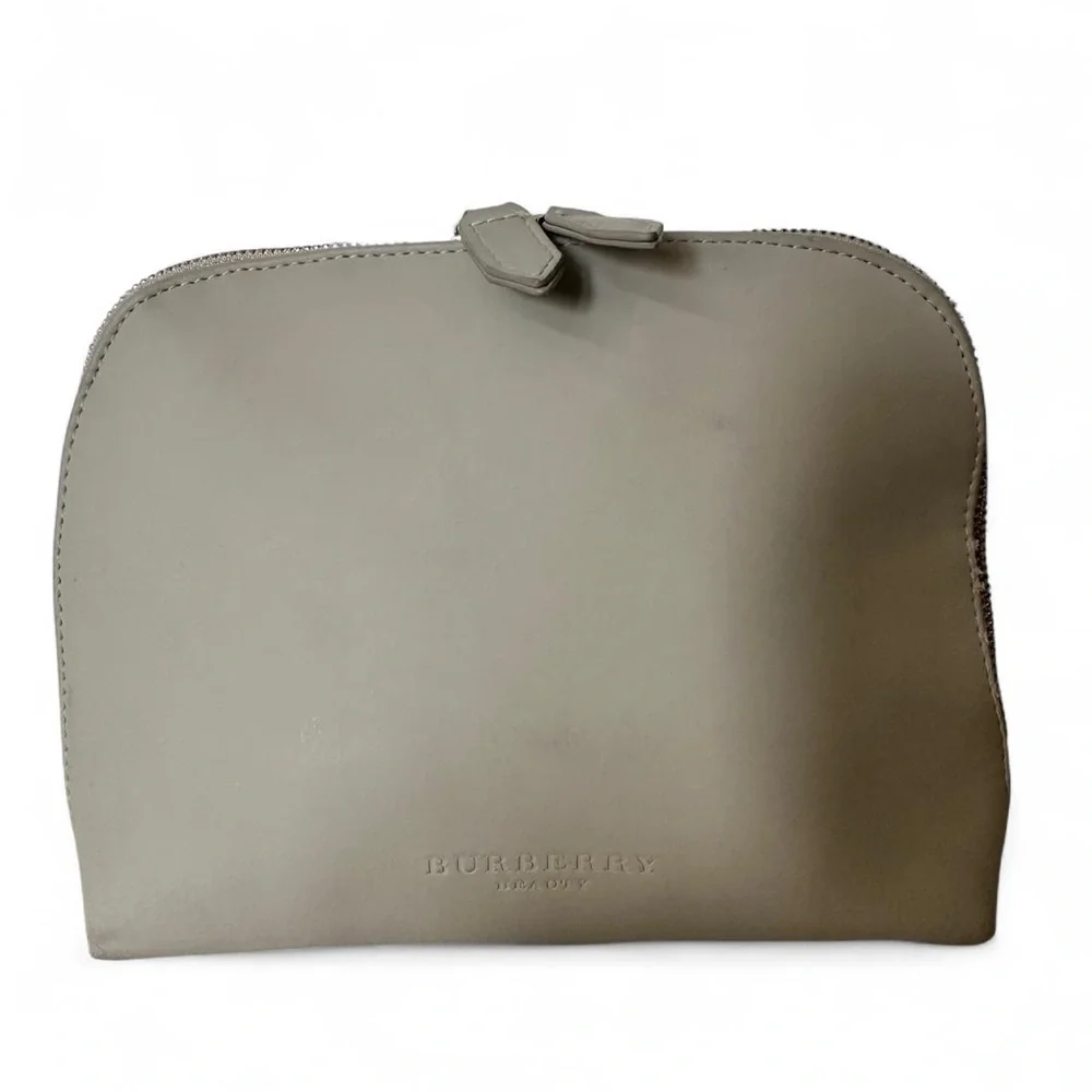 Burberry Beauty Stone/Gray Leather Cosmetic Bag