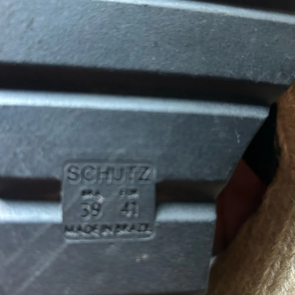 SCHUTZ Black and Tan Wedge Sandals