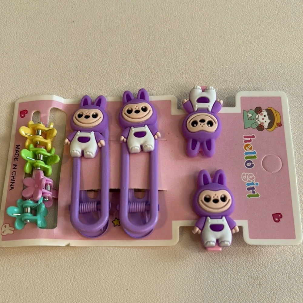 Purple LABUBU Hair Clips Set