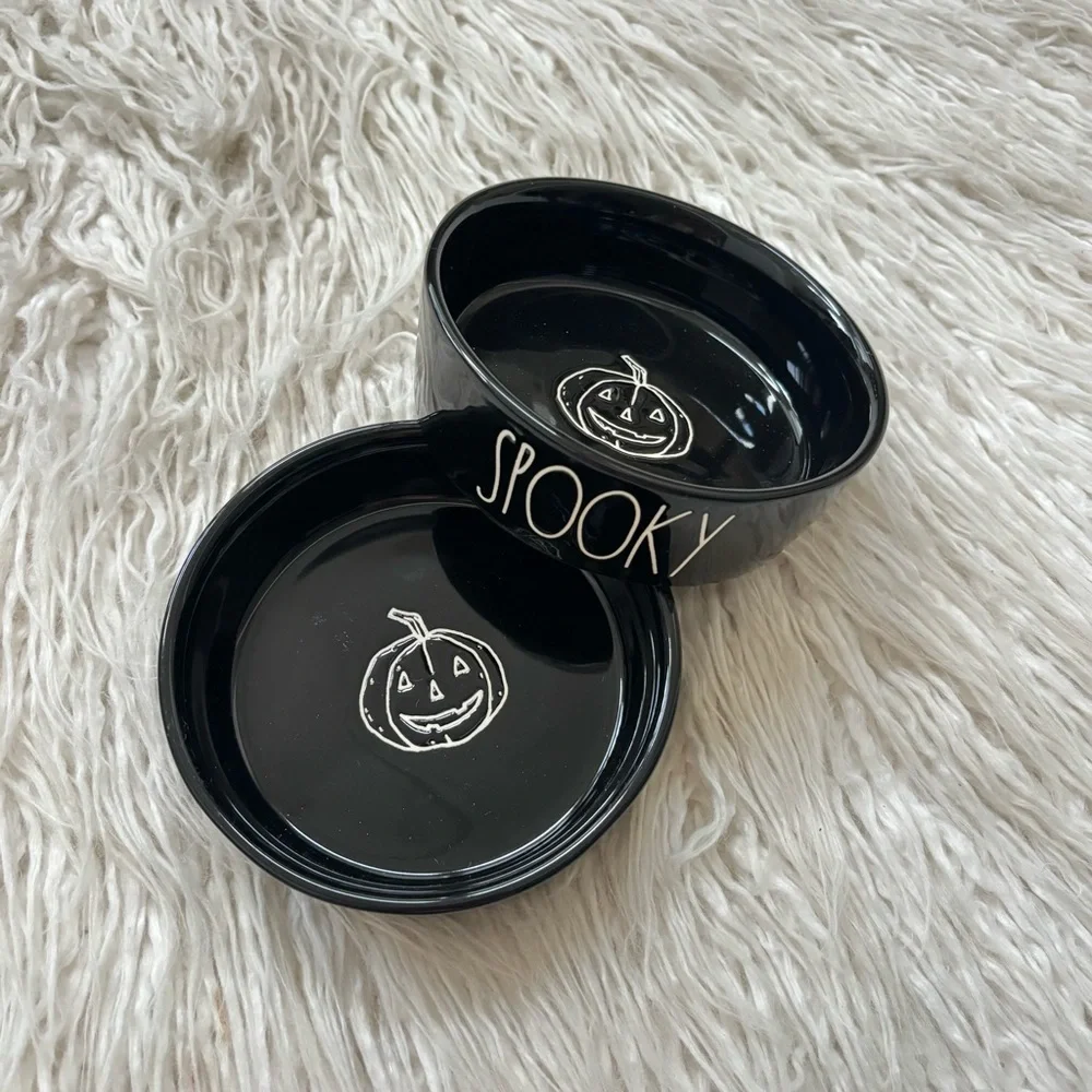 Rae Dunn Pack of 2 Spooky Cat Food Dish