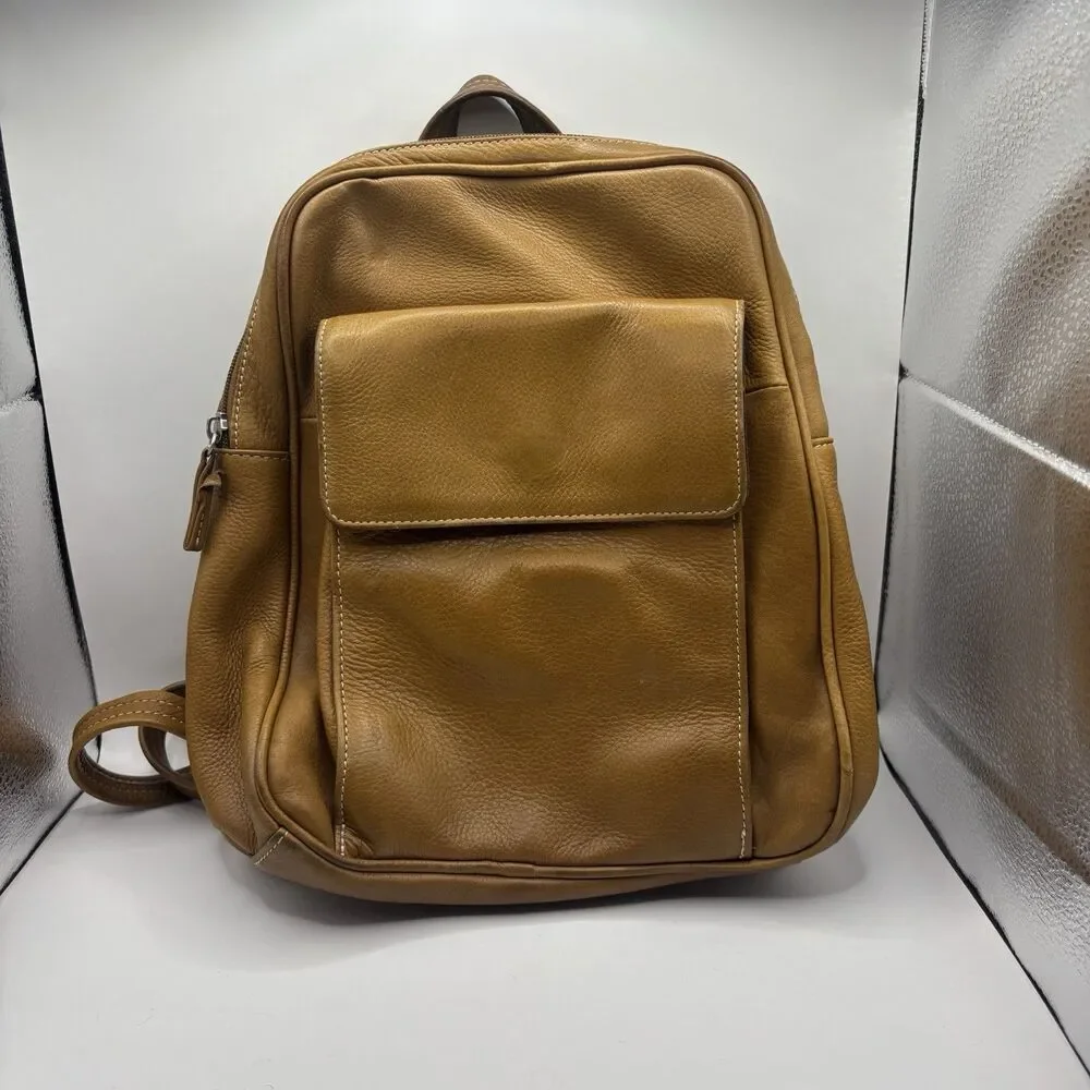 Tignanello Brown Leather Backpack Satchel Tote Bag Purse Womens Shoulder Handbag