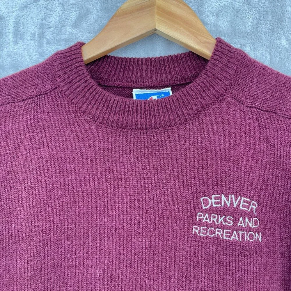 Champion Vintage Denver Parks and Recreation Burgundy Crewneck Sweater
