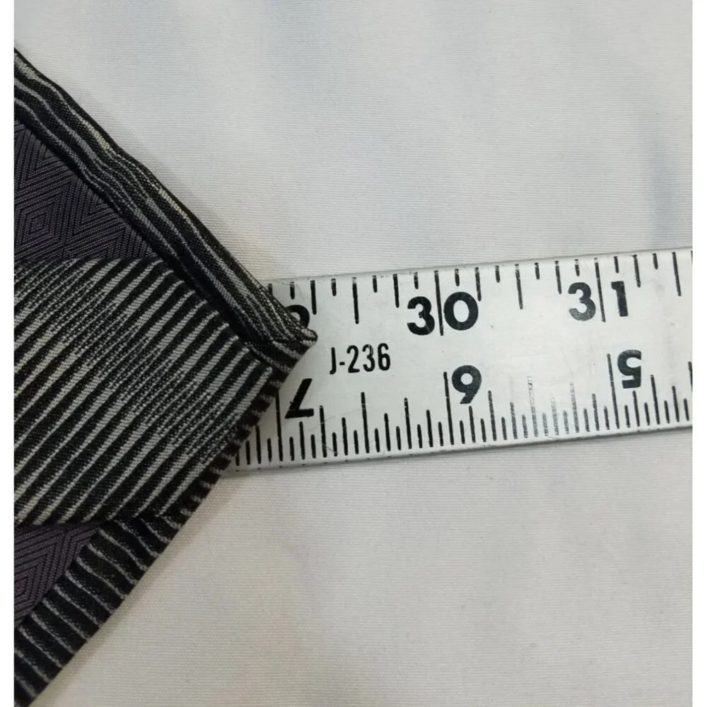 Louis Roth Mens Necktie Gray Black Striped Silk Tie Made in Korea