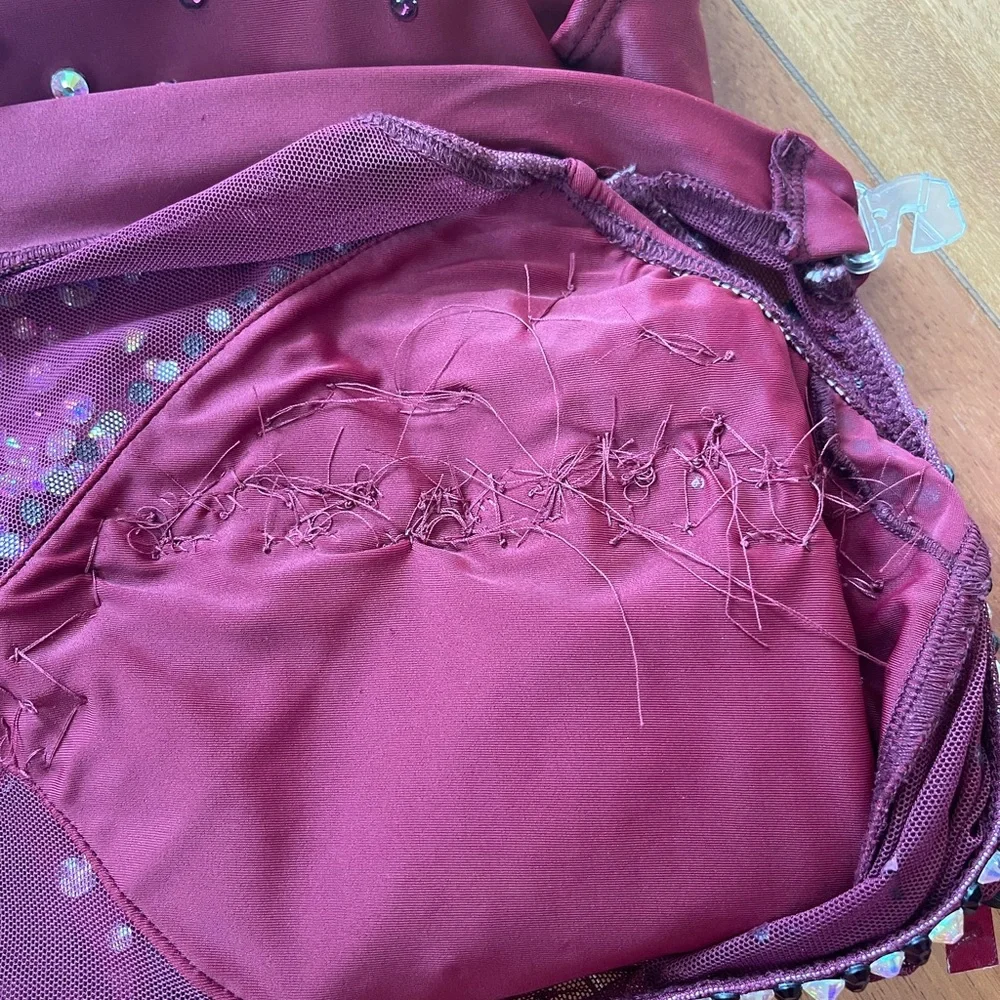 Dance Costume Semi Custom Bryn•Lavinia Base size Adult L, Burgundy